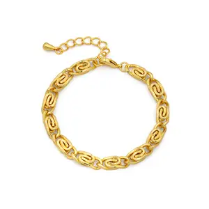 Mytys Women's Stainless Steel Link Chain Bracelet Gold Plated Lobster Clasp Durable Stylish Twisted Cable Wire Design Festival Gifts