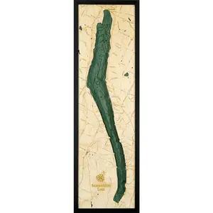 Skaneateles Lake, New York 3-D Nautical Wood Chart, Narrow, 13.5" x 43"