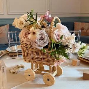 Baby Bath Basket Stroller, Wicker Storage Basket, Pet Bed, Postpartum Flower Basket, Photography Props, 1st Birthday Gift