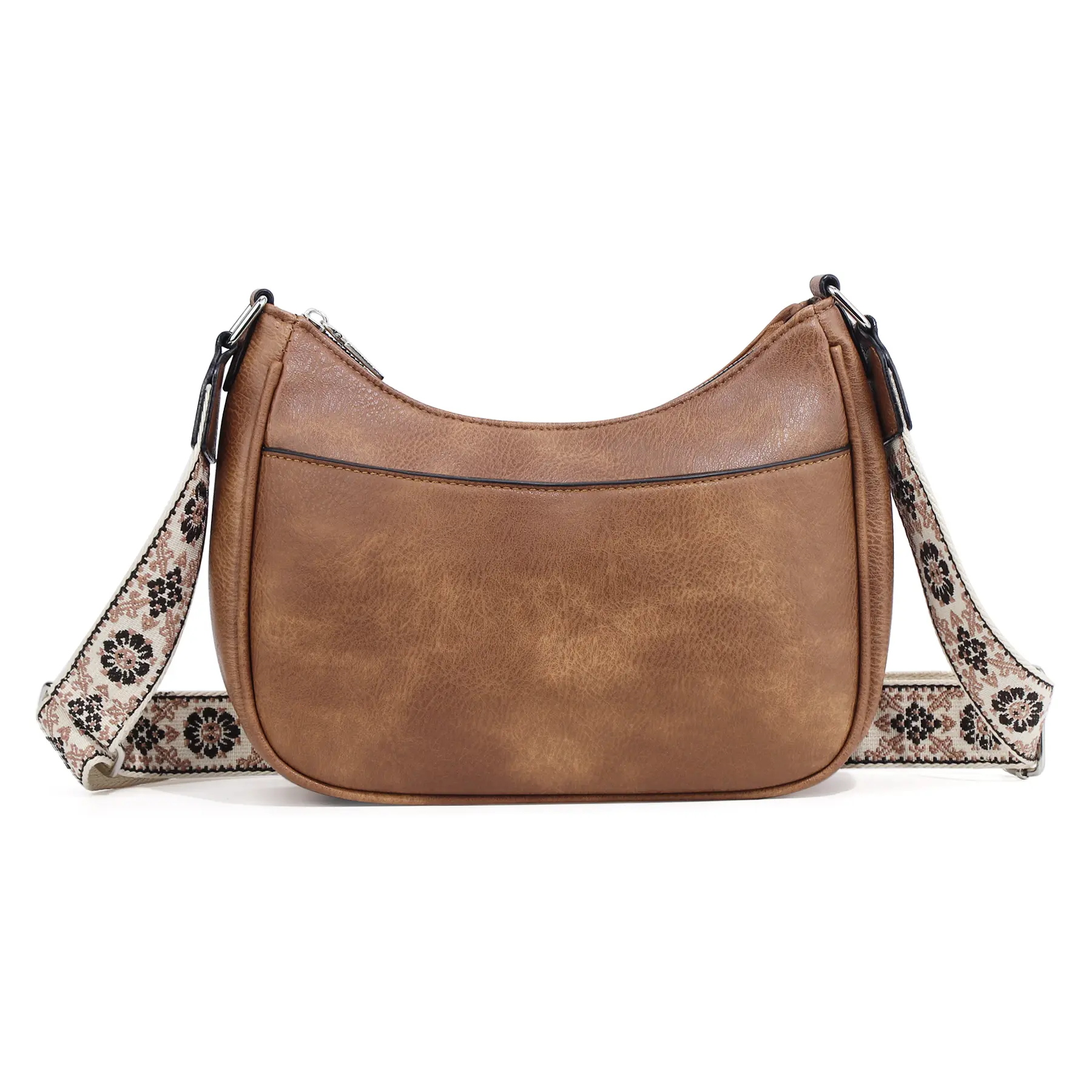 Checkered Crescent Bag for Women, PU Leather Shoulder Bag Classic Simple Fashion Trendy Crossbody Bag