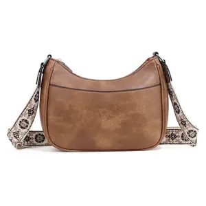 Checkered Crescent Bag for Women, PU Leather Shoulder Bag Classic Simple Fashion Trendy Crossbody Bag