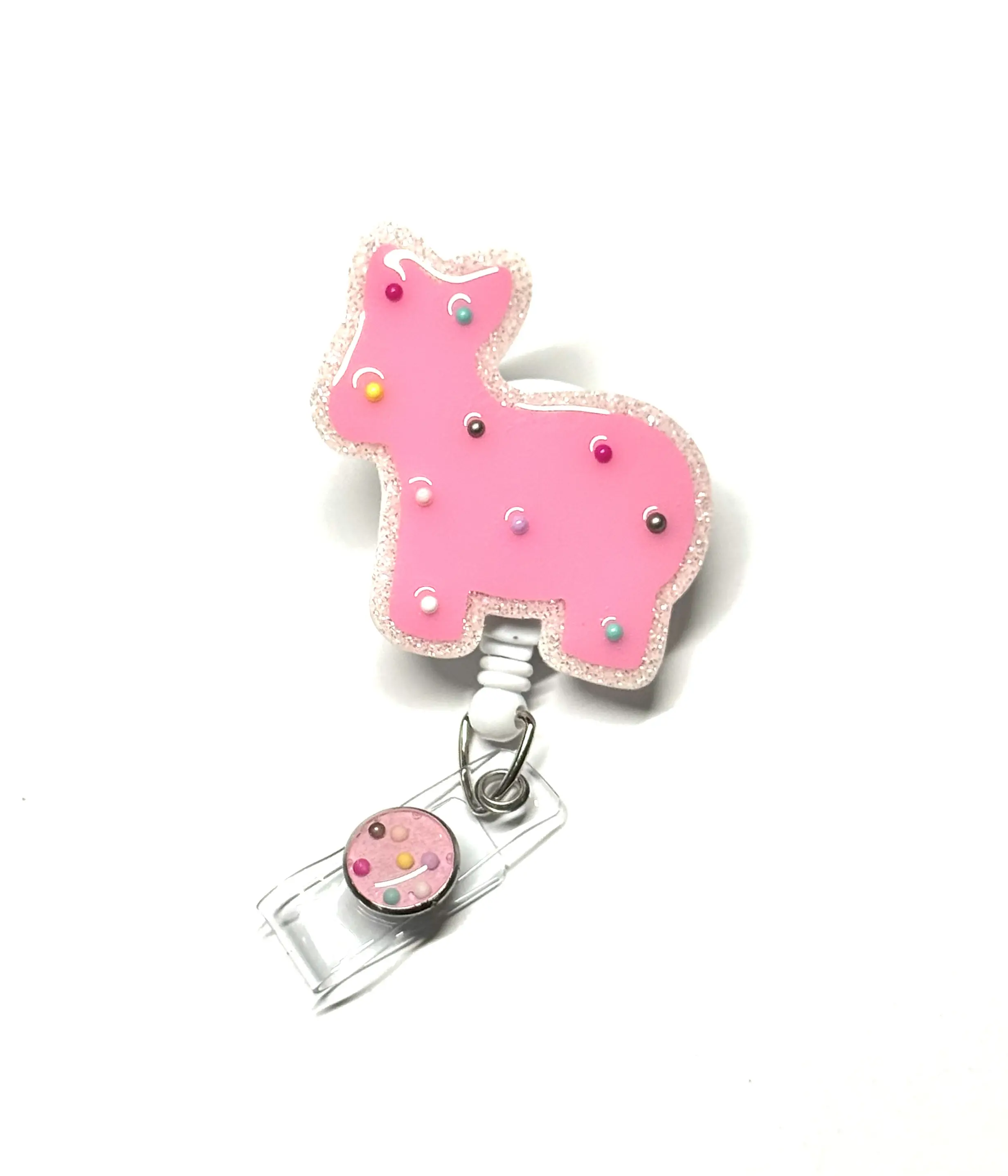 Animal Cookie Badge Reel, 2”, Retractable Swivel Alligator Clip, Teacher, Office, Nurse, Pediatric
