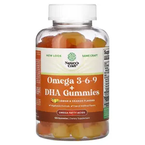 Nature's Craft Omega 3-6-9 + DHA Gummies, Lemon and Orange , 120 Gummies