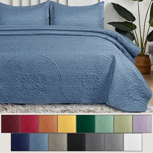 Premium Quilted Bedspread Set - 2 or 3 Piece Luxury Reversible Embossed Coverlet - Soft Lightweight Microfiber Bedding for All Season - Oversized Bedding for Twin Full Queen King - Aesthetic Bedroom Home Decor