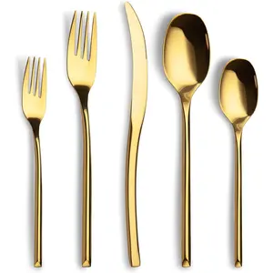 20-Piece Gold Silverware Set for 4,Modern 18/10 Stainless Steel Flatware Set,Rustic Cutlery Set,Unique Utensils Set for Restaurant,Spoons and Forks Set,Mirror Polished,Dishwasher Safe