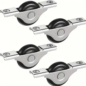 Sliding door roller set, nylon metal wheels, black roller bearings, suitable for cabinet and wardrobe tracks.