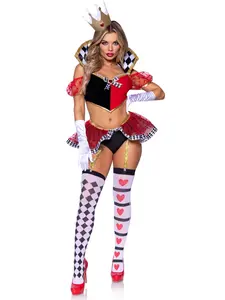 Leg Avenue 87138 01125 Womens Wicked Wonderland Queen Costume, Black & Red - Extra Small - 3 Piece