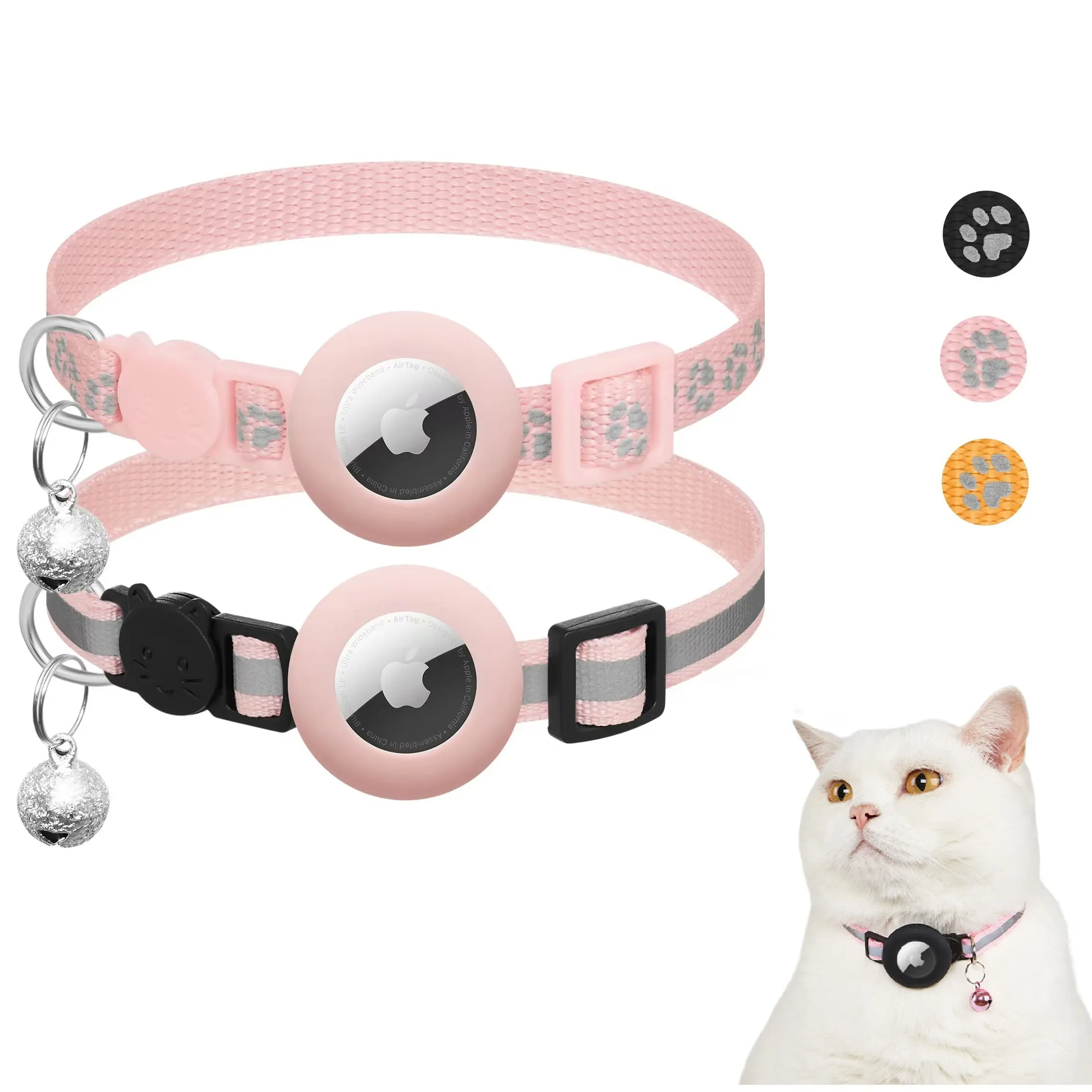 2 Pack Airtag Cat Collar Breakaway with Bell,Reflective Kitten Collar with Cat Collar Airtag Holder,Adjustable 7-12In,Safety Buckle for Girl Boy Cats,Pet Supplies,Accessories,Gifts(No AirTag included)