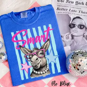 Comfort Colors Preppy Donkey Smart Ass Shirt, Retro Funny Animal Graphic Tee, Aesthetic Brushstroke Summer T-Shirt, Trendy Sarcastic Gift for Bestie
