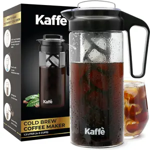 Kaffe 1.3L Cold Brew Coffee Maker - Easy-to-Clean Mesh Filter, Coffee Pot, Tritan Glass Pitcher, Ideal for Iced Beverage Tea
