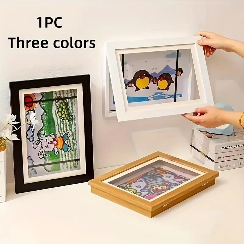 Magnetic A4 Art Display Frame for Kids, Front-Opening and Foldable Design, Multi-Functional Gallery Wall Decor in Cartoon Theme, Perfect for Home and Office