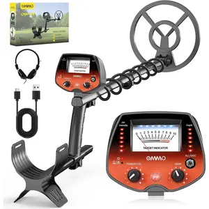 OMMO Detector, High Accuracy Pointer Detector for Adults with Backlight 10'' Waterproof Coil USB Cable, All&Disc&Pinpoint Mode, for Detecting Gold Coin Treasure Hunting
