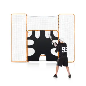 fathersdaygift VEVOR 3-IN-1 Lacrosse Goal, 12x9 ft Lacrosse Net with Backstop and Target, Quick Easy Setup Backyard Rebounder Equipment, Steel Frame Training Nets, Suitable for Youth Adult Training, Orange