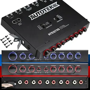 Autotek ATEQ709 4-Band Audio Equalizer with Built-In 2-Way Crossover, 9 Volts, 1/2 DIN, Re-Amp EQ with Front/Rear Active Crossover, and Selectable 12Db High-Pass Crossover,Black Autotek Audio