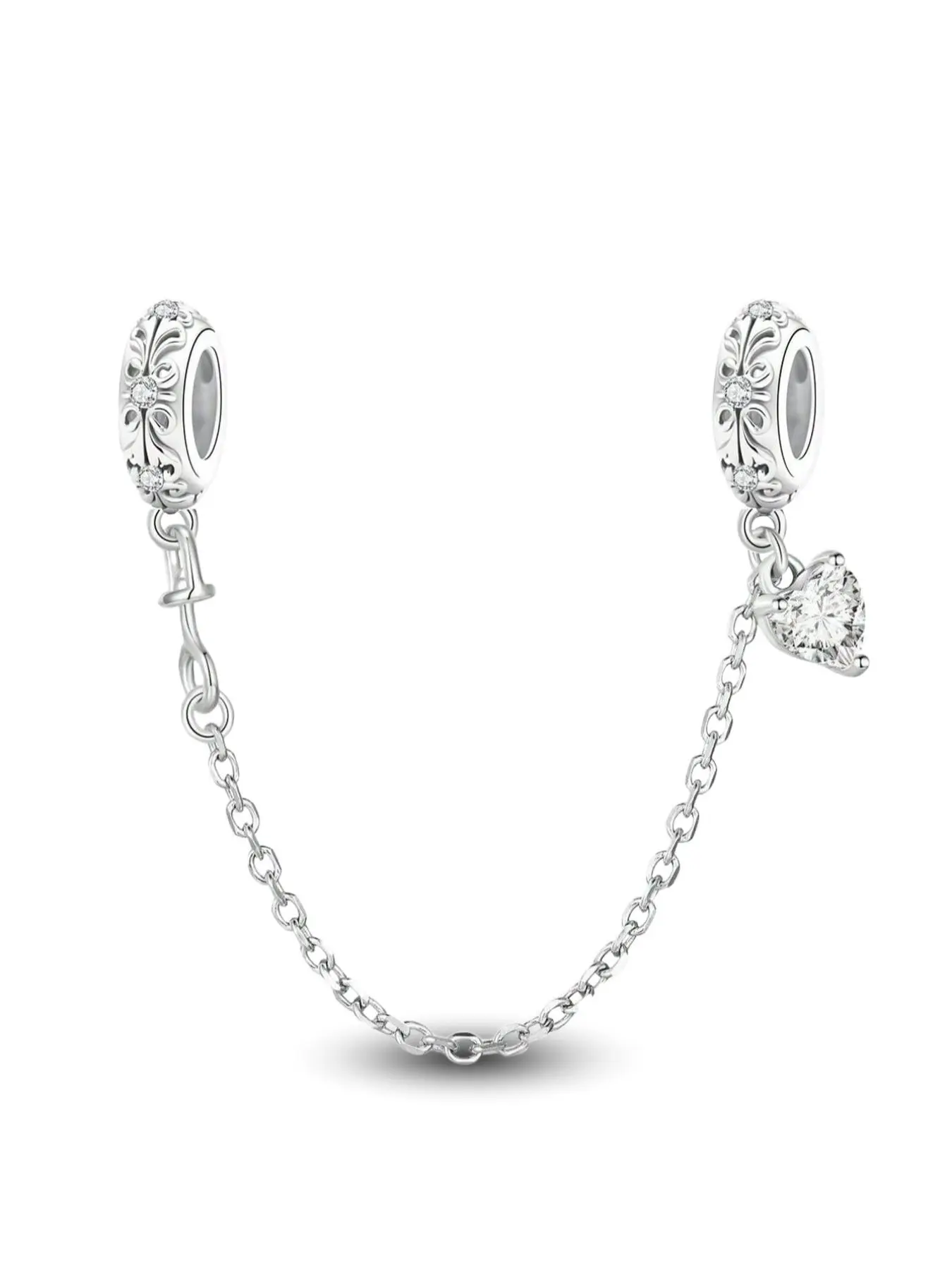 New Style Silver Charm DIY Beads with Heart Shaped Bling Elements, Trendy Jewelry, Simple Pattern Star Moon Safety Chain for Female DIY Jewelry Ideal for Daily Wear Birthday Parties Versatile Accessory, DIY Jewelry Accessories