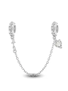 New Style Silver Charm DIY Beads with Heart Shaped Bling Elements, Trendy Jewelry, Simple Pattern Star Moon Safety Chain for Female DIY Jewelry Ideal for Daily Wear Birthday Parties Versatile Accessory