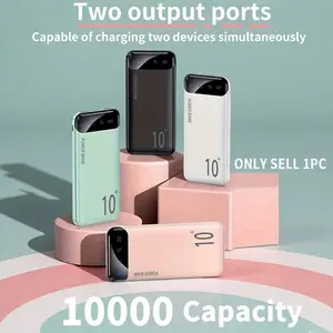 Compact Durable 10000mAh Travel Battery Pack Mobile Power Bank, 5V/2.1A Dual USB Output, Type-C & Micro Dual Input, Universal for Travel Commute Camping, Christmas New Year Gift, iOS Android Compatible