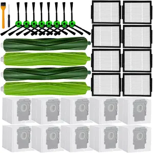 Accessiroes Compatible with   E/i/j E5 E6 E7 i3 i3+i4 i4+ i6 i6+ i7 i7+ i5 i5 j5 j5 i2 i8 i8+/Plus Robot Vacuum 2 Set Rubber Brushes 8 Filters 8 Side Brushes 10 Bags