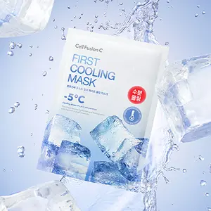 [Cell Fusion C] Post Alpha First Cooling Mask 5ea | with Glacial Water & Panthenol, Hydrating and Plumping Korean Sheet Mask for Sensitive, ice mask Gentle Soothing