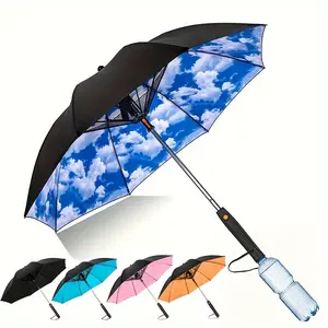 Long Handle Cooling Umbrella with UV Protection, Fan and Spray Effect, Use with Dry Cell Batteries, Golf Umbrella Cover Multicolor