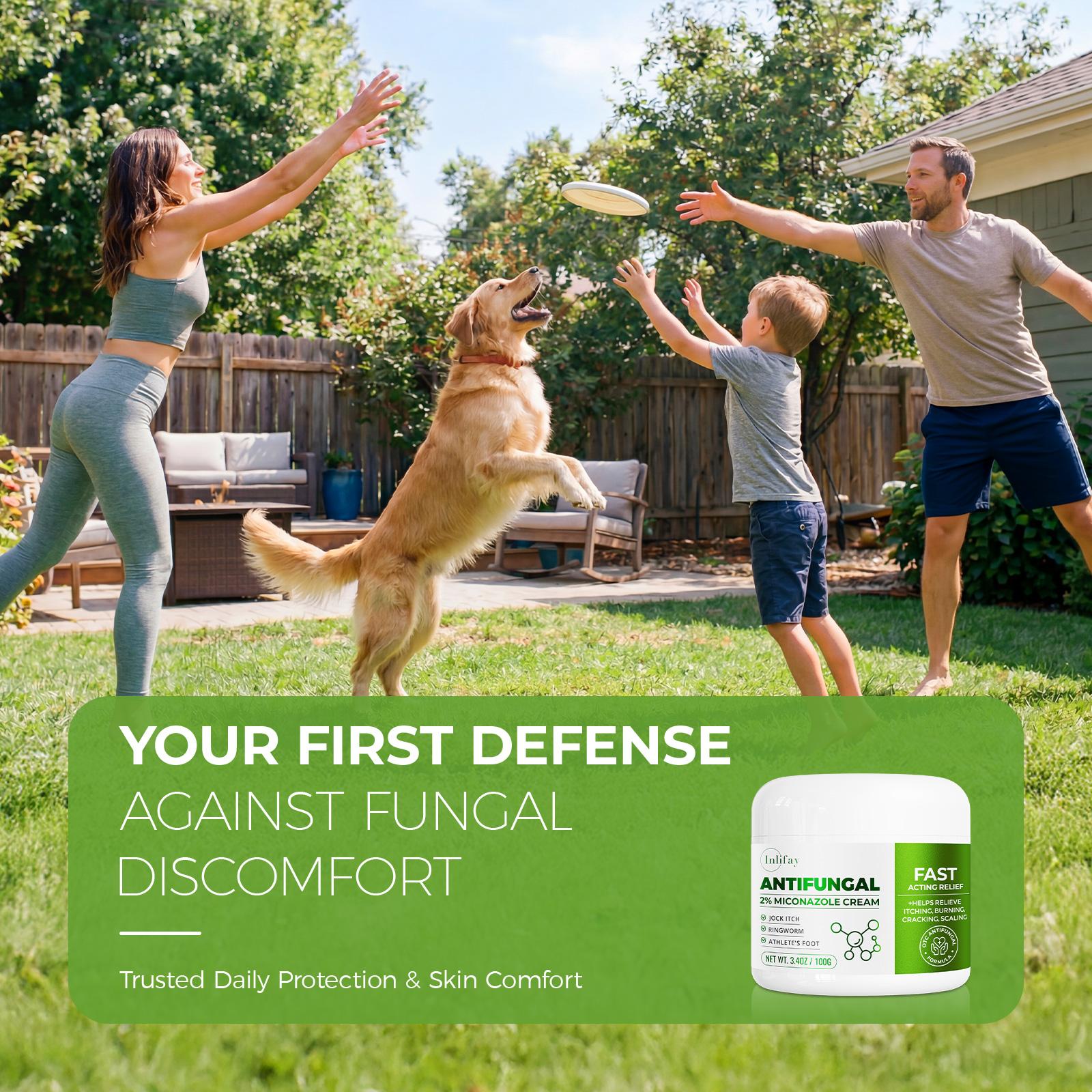 Inlifay Antifungal Cream, Advanced 2% Miconazole Nitrate for Athlete's Foot, Ringworm & Jock Itch. Effective Anti Itch Relief for Peeling, Cracked Skin & Sweaty Odor. Gentle Daily Foot & Body Care Routine for Men & Women