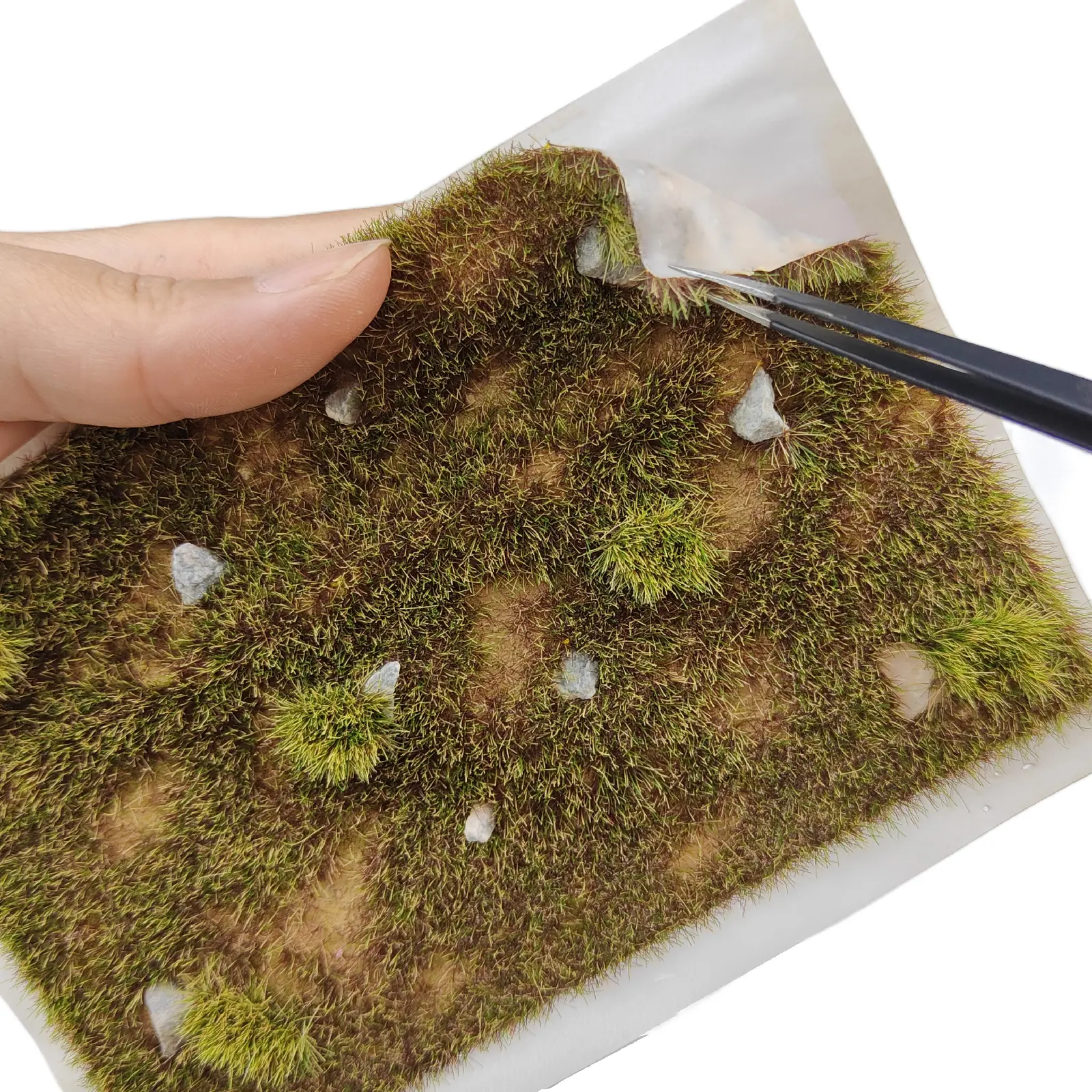 GDEPLOK Decorative Static Grass Mat - Nylon Fiber Single Sheet, 5.6x4 in Realistic Summer Green Landscape for Model Railway Wargaming Terrain, Natural Look for Home Decor Miniatures Modeling Projects, Photorealism