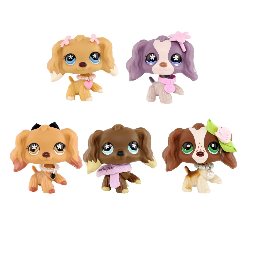 Plastic Cute Cocker Spaniel Dog Figurine Toy - Collectible Puppy Figure with Accessories, Cute Animals Playset Accessory, Mini Figures Animals Cake Topper, Great Gift for Kids Ages 3+, Animal Toys
