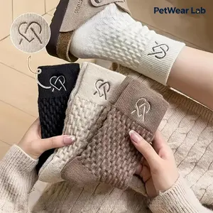 [Christmas Socks for Women] 3-Pack/6-Pair Women's Winter Warm Socks - Mid-Tube Ribbed Design, 95% Polyester 5 Spandex, Freeze-Proof, Breathable, Soft, Beige and Black, Machine Washable, Suitable for Casual and Dressy Occasions, Great Gift, Socks, Women's