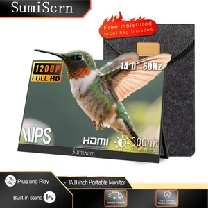 SumiScrn 14'' Portable Monitor, HD 1200P, FHD, 60Hz, for Phones, Android Laptop PC, with Speaker