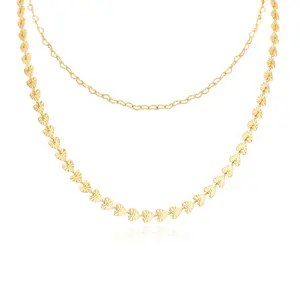 MEIITRUE 14K Gold Plated Stackable Necklace for Women, Waterproof Paperclip Chain Cuban Link Necklace Set, Fashion Accessories Gifts for Women