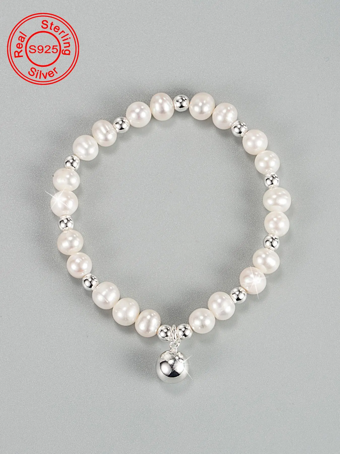 S925 Sterling Silver Natural Freshwater Genuine Pearl Bracelet, Fashionable Beaded Bracelet for Women & Girls, Trendy All-match & Exquisite Jewelry for Birthday Gift, Fashion Bracelets