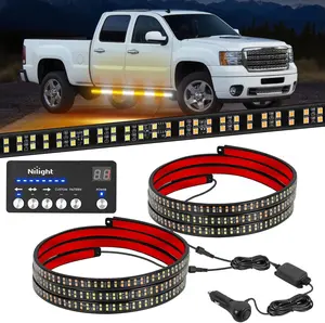 Nilight 2PCS 70 Inch Strobe Light Strip with Controller 864 LED Amber White Running Board Lights Flexible Side Flashing Working Safety Waterproof for Truck Construction Pickup summervibes