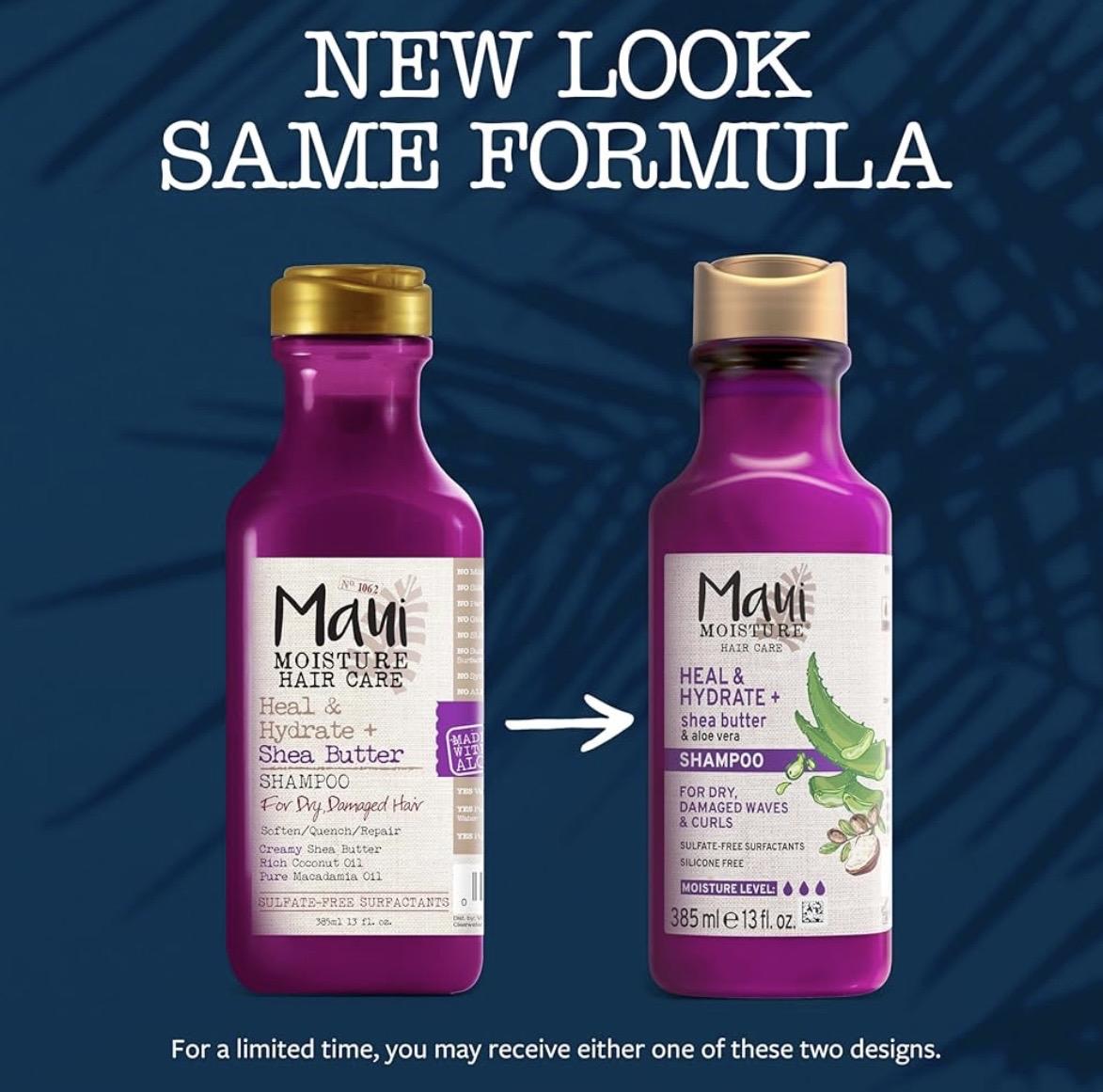 Maui Moisture Heal & Hydrate + Shea Butter Shampoo for Tight Curly Hair, Coconut & Macademia Oils, 13 fl oz