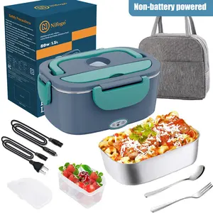 Electric Lunch Box Food Heater, 1.8L 3 in 1  Quick Heated Lunch Boxes for Adults, Portable Food Warmer for Car/Truck/Office with Fork Spoon and Insulated Carry Bag