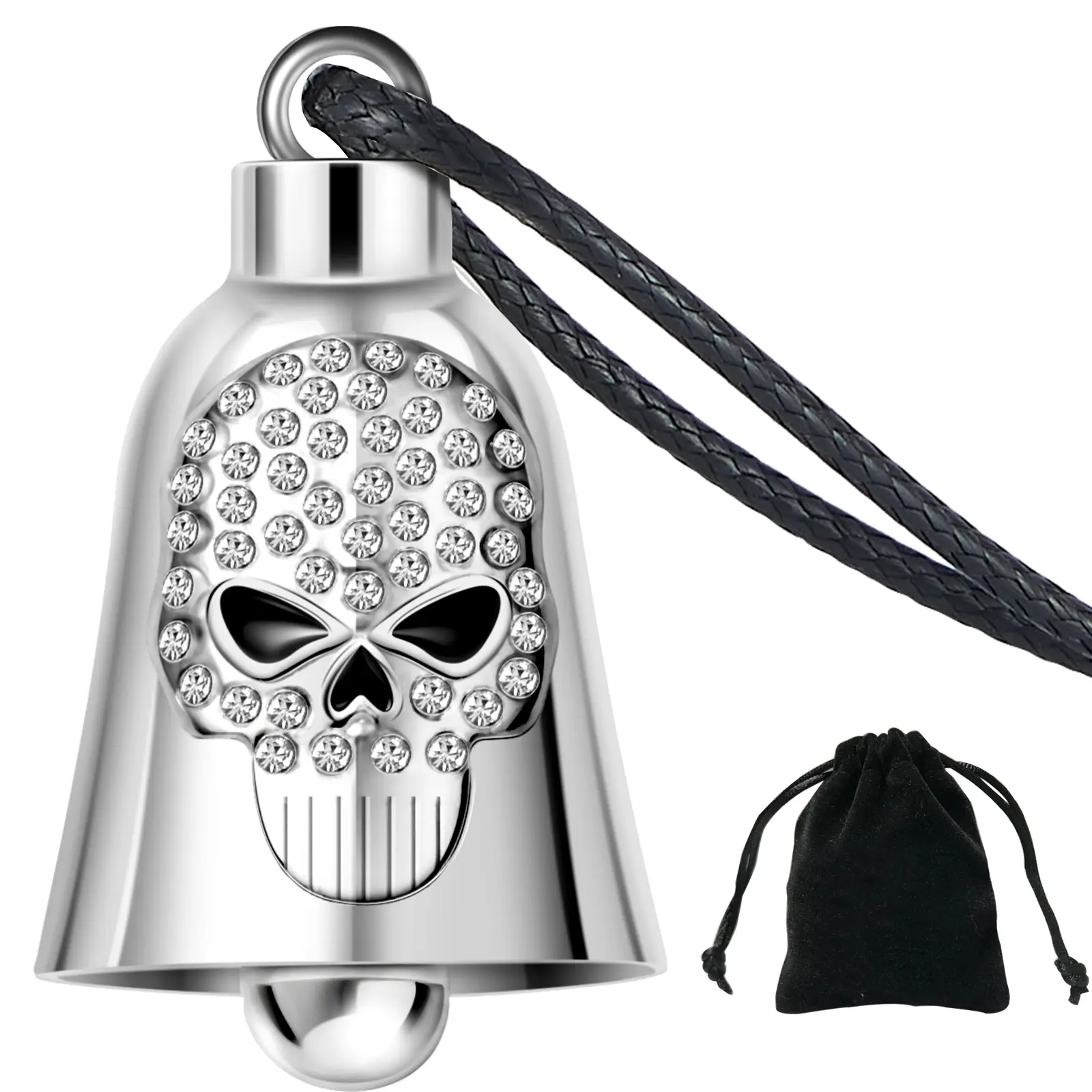 Dream Apparel Crystal Skeleton Hands Motorcycle Bell Guardian Angel for Biker Rider Men Women, Ride Riding Accessories Drive Away Gremlins Road Demon Spirit Bell for Good Luck, Motorcycle Gift Charm