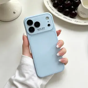 Skin-Feel Glossy Crystal Phone Case Full Camera Lens Protector For iPhone 17 Pro Max  16 Plus 15 Pro 14 13  Phone case, Pastel Solid Color Shockproof Anti-Scratch Protective Cover  #FYFGSJXYKTIFFANYGREEN
