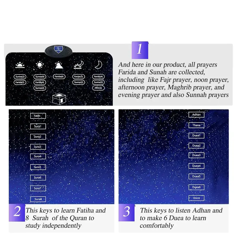 Muslim Study Prayer Blanket with Starry Sky Design for Comfortable Sitting or Lying Down Ideal for Prayer Activities and Meditation Unisex with Prayer Activities Enhancer and Quran Study Features