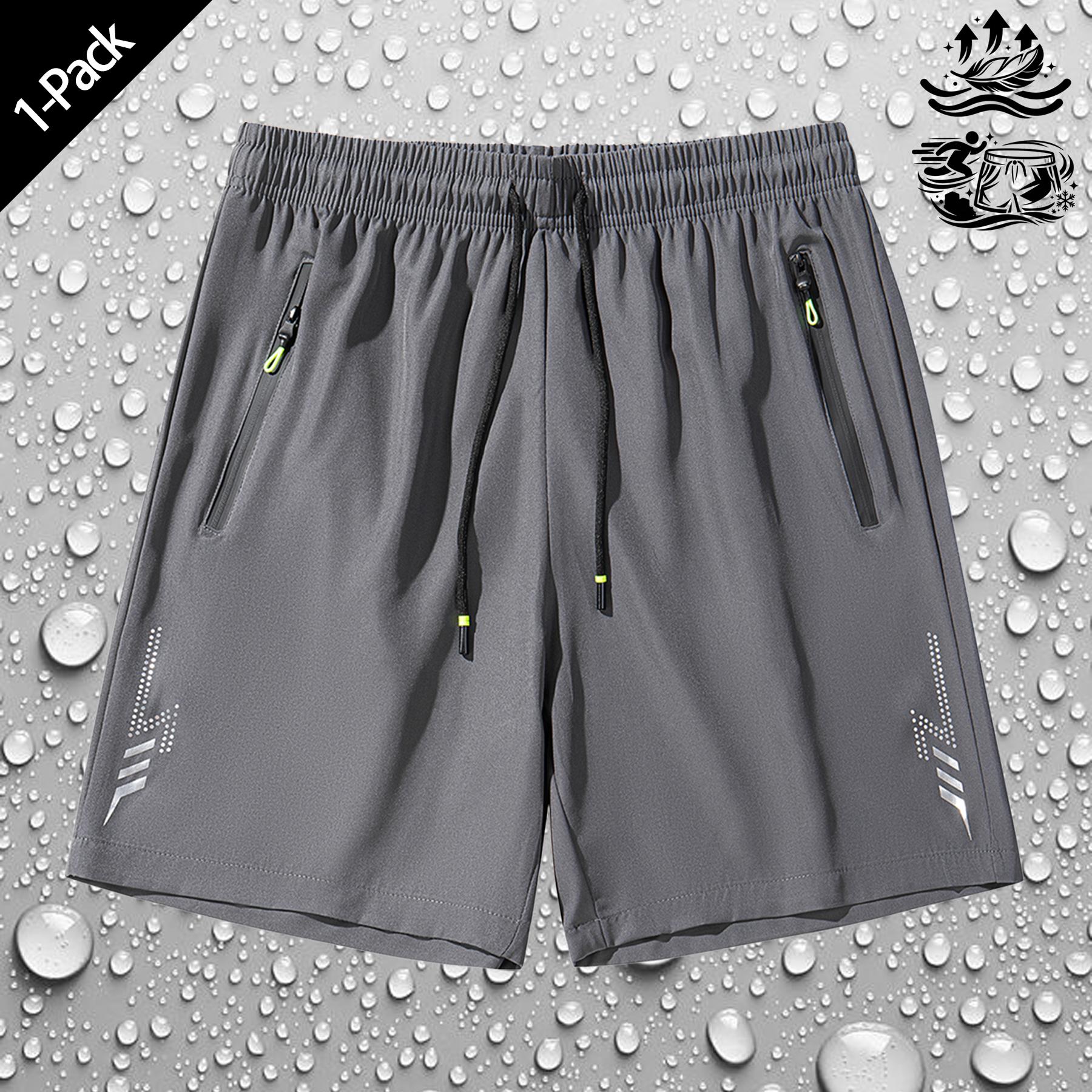 Men’s quick-dry athletic shorts — reflective running and fitness high-performance bottoms with a high elastic waistband and side zippered pockets. Suitable for workouts, jogging, basketball training, hiking, fitness, yoga, outdoor activities, and everyday