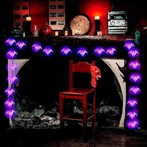Halloween Led String Light 30 Led Bat Lights String Battery Operated Waterproof 16 Feet Hanging Light with Timer Function for Home Decoration
