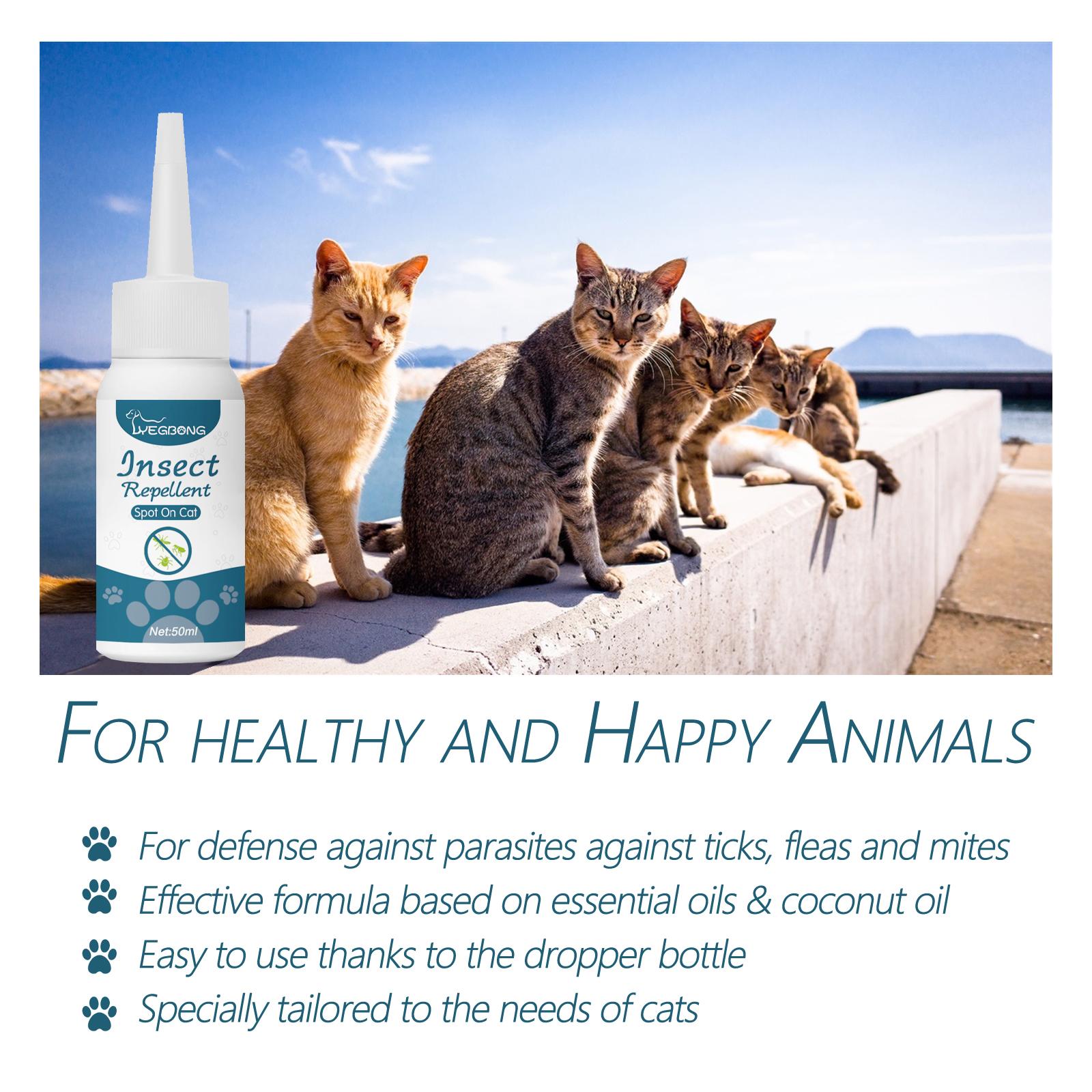 [2-Pack] #Summervibes #petloversCat Insect Repellent Spot On, Natural Plant-Based Flea and Tick Treatment for Cats & Kittens, Long-Lasting Topical Drop, Home Flea Prevention (50ml x 2)