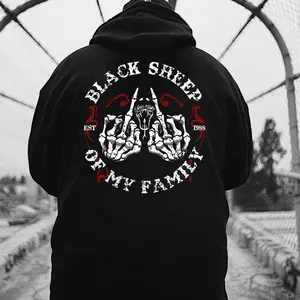 Personalized BLACK SHEEP OF MY FAMILY Bone Hand Print Men's T-Shirt, Sweatshirt, Hoodie – Funny Graphic Tee, Unique Gift for Men, Casual Streetwear, Bold Statement Shirt, Trendy Custom Apparel, Everyday Comfort Menswear