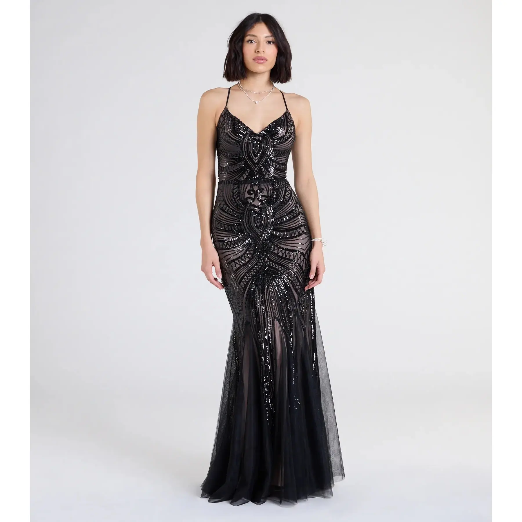 Brooke Lace-Up Mermaid Sequin Mesh Formal Dress Brooke Lace-Up Mermaid Sequin Mesh Formal Dress