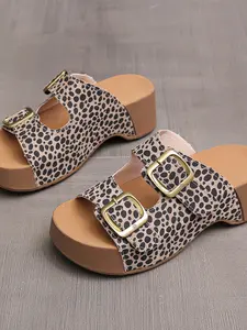 Summer Retro Leopard Print Slippers, Elegant Plain Design, PU Upper & Rubber Sole, Soft Cushioned Insole, Non-Slip Outdoor Wear, Leopard Print Slides