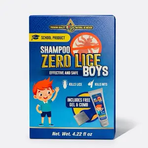 Shampoo Zero Lice Boys – Effective & Safe Anti-Lice Treatment, Kills Lice & Nits, Includes Free Gel & Comb, 4.22 fl oz