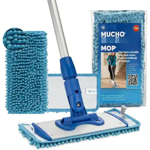10" Mucho  Mop System - Mops for Floor Cleaning - Hardwood Floor Mop for Tile, Laminate, , Vinyl Floors | Washable Pads | Dry & Wet Mopping -