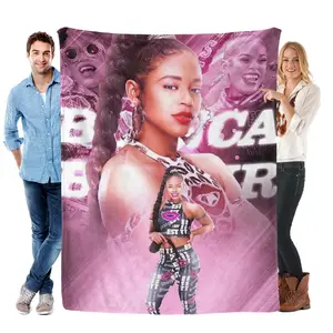 Bianca Belair WWE Wrestling Superstar Printed Flannel Fleece Throw Blanket, Ultra Soft Cozy Warm All Season Sofa Couch Bed Cover, Wrestling Match Watching Supplies, Sports Fan Themed Room Home Decor, Ideal Birthday Holiday Gift For WWE Fans