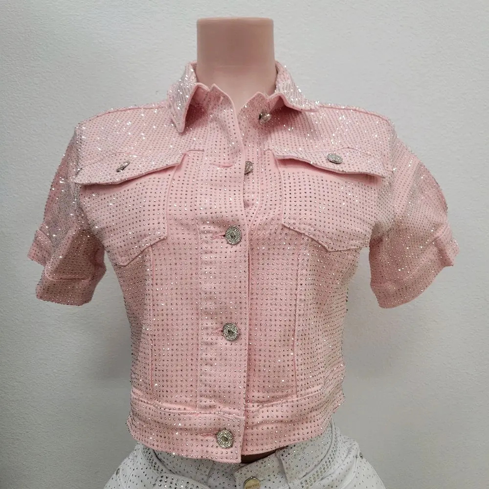 Womenswear Pink Denim Button Up Jacket