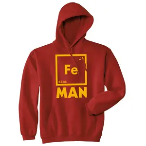 Unisex Iron Science Hoodie Funny Geeky Nerdy Graphic Periodic Table Sweatshirt Unisex Vintage Fashion Hoodies Science Hoodie Funny Movie Pullover Novelty Sweatshirt Red