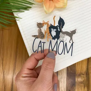 Cat Mom Sticker, Clear Cats Label, Animal Lover Decal, Kindle Sticker, Cat Laptop Stickers, Water Bottle Label, Mothers Day Gift,Kitty Decal