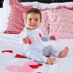 Puppy Love Light Blue Pajamas - Boys PJs Cute for Valentine's Day